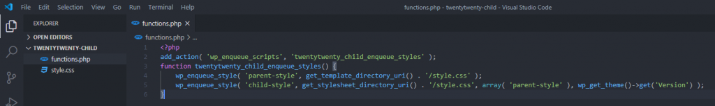 functions.php file